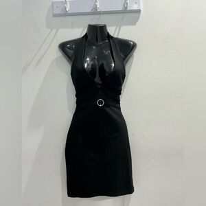Elegant Black Halter Dress